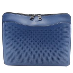 COACH Tablet Case Clutch Bag Punching Leather Blue A5 Double Unisex
